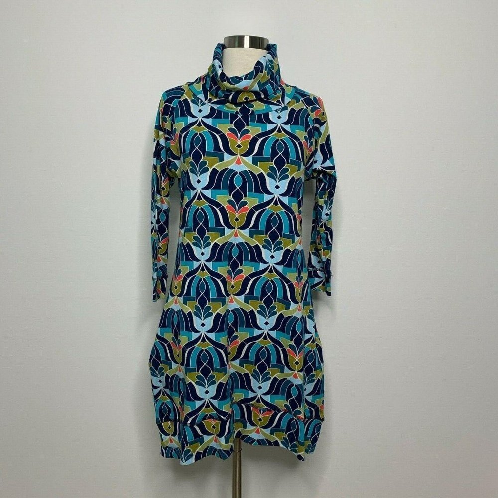 All For Color‎ Dress Women Medium Turtleneck Geomet
